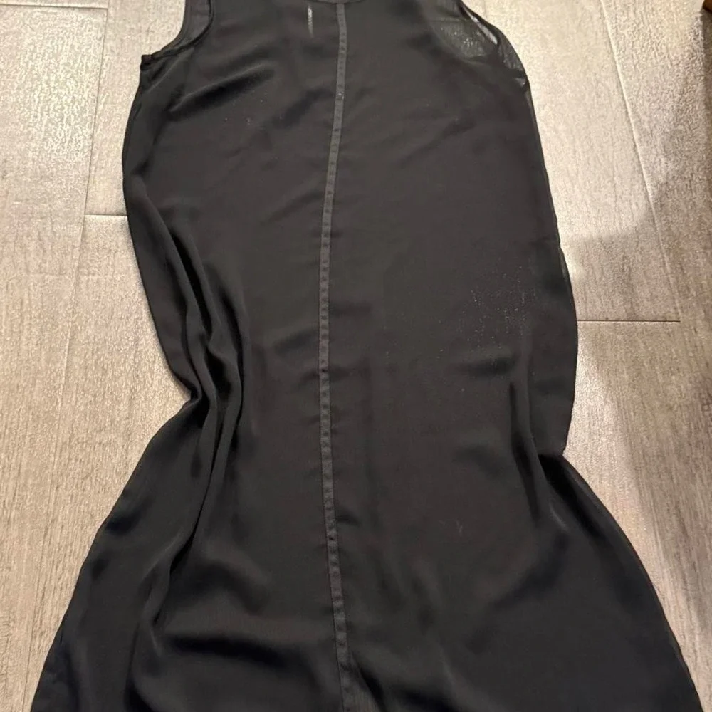 Vintage y2k 2000s DKNY black sheer dress with zipper detail. Size S